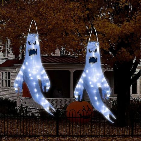 2-teiliger Halloween-Geister-Windsack zum Aufhängen, 47-Zoll-Flaggen-Windbandlichter (1/5)