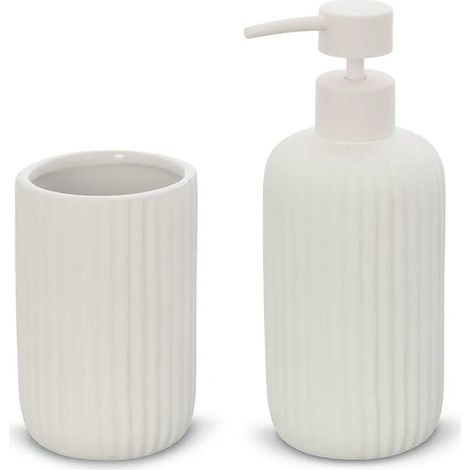 Set accessori bagno 2 pezzi in ceramica bianco soft touch Spring (1/5)