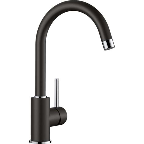 Blanco MIDA Armatur aus Silgranit mit 360° drehbarem Schwanenhals, schwarz (526145)