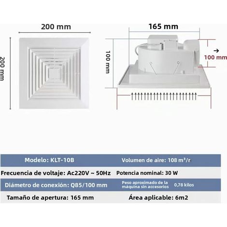 Ventilateur de plafond (6 pouces) spécialement conçu pour les cuisines et les salles de bains, avec un grand volume d'air et une forte aspiration. (1/5)