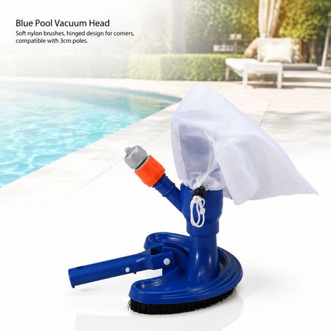 Testina aspirante per piscina - Blu, ABS, 3 cm, flessibile con spazzole morbide per una pulizia accurata di angoli e pareti, clip per asta standard (1/5)