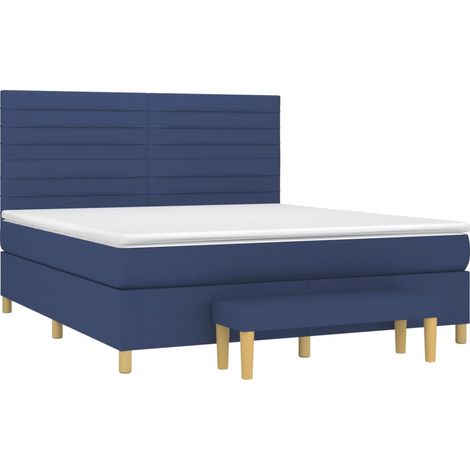 Cama box spring con colchón tela azul 180x200 cm vidaXL (1/5)
