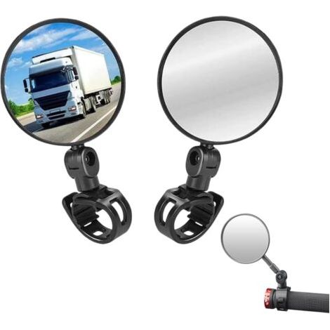 BUNTHAUS Rétroviseur de vélo 2 pièces, 360 ° réglable et pivotant, miroir de vélo universel grand angle pour VTT, vélos de course, guidon (1/4)