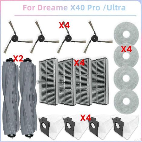 Pièces détachées pour Dreame X40 Ultra / L40 Ultra, MOVA P10 Pro Ultra : rouleau principal, brosses latérales, filtre HEPA, poussière (1/5)