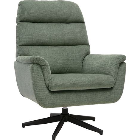 Drehbarer Sessel aus Khakigrünem Chenille-Stoff und schwarzem Metall JONAH (1/5)