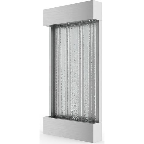 Fontana a muro per esterni/interni in acciaio inox con LED L. 56.5 x H. 122 cm Argentata - SOLINA
