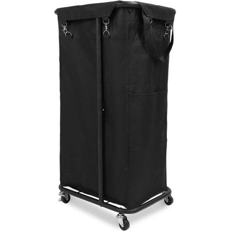 Large Laundry Basket, Rolling Clothes Hamper, Toy Storage Organizer for Home (Black) (1/5)