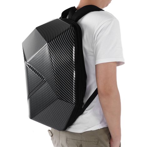 Wasserdichter Motorradrucksack im Carbonfaser-Look, aus erweiterbarem ABS-Kunststoff, mit Hecksatteltasche