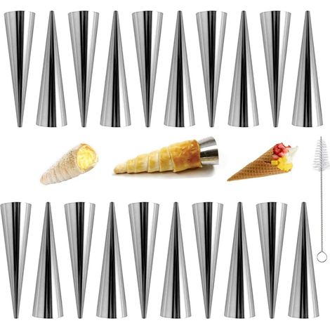 Molde Para Croissant - Molde Para Cannoli - Acero Inoxidable - Antiadherente - Para Horno Y Lavavajillas - 12 X 3,5 Cm - 21 Piezas (1/5)