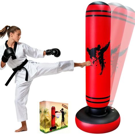 Sac de Boxe pour Adolescent 14 Ans et Plus Gonflable Sac de Frappe sur Pied, Sac de Boxe Set de Formation, Cadeau pour Adolescents pour Karaté, Taekwondo (1/5)