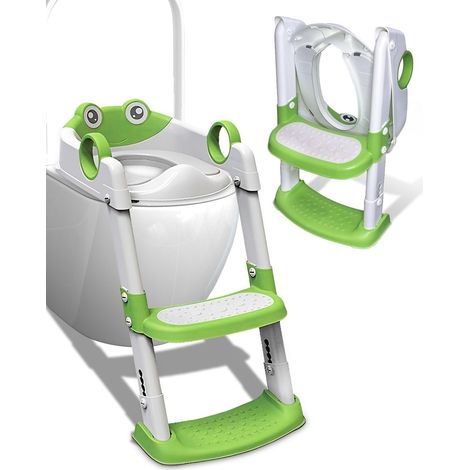 Réducteur WC, Reducteur Toilette Enfant, Réducteur Toilette Rehausseur Toilette Enfant avec Marche, Pliable et réglable