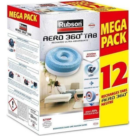 RUBSON PROMO MEGA PACK Lot de 12 recharge Aero 360 Neutre
