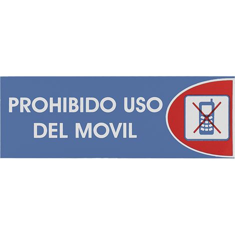 Señal Adhesiva Prohibido Uso Móvil 6x18cm  Azul Rojo Blanco