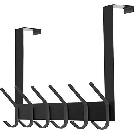 TOJ Living Porte-manteau de porte 12 crochets – Patère de porte – Sans perçage – Style moderne & industriel – Acier inoxydable – 43 cm – noir mat (1/4)