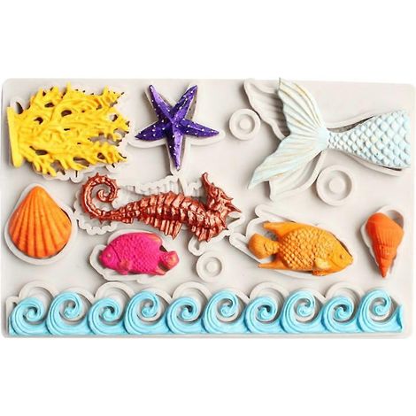Moules à fondant en silicone de la série Marine, outil de pâtisserie artisanale, moules à chocolat (1/4)