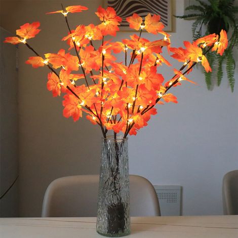 Brindille Lumineuse Feuille D'érable - Branches Décoratives Sans Fil - Pour Décoration Intérieure Table / Étagère / Cheminée - 1 Pièce (1/5)