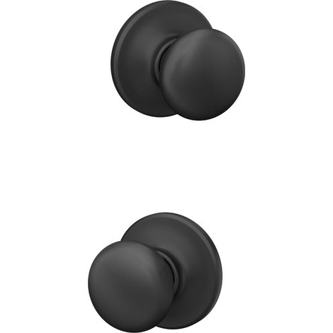 Bouton de porte avec garniture, serrure de passage pour couloir et placard, noir mat (1/5)