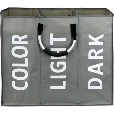 Panier à linge double avec couvercle et sacs à linge amovibles Gris clair L Gris clair LLight Gray