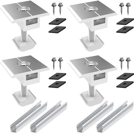 Solar Panel Bracket, Aluminium Mounting System, Trapezoidal Sheet PV Mounting Rail, Solar Panel Holder, Flat Roof, Photovoltaic Mounting Rail for Sheet Roof, Flat Roof Mounting, Solar Panel Roof (1/5)