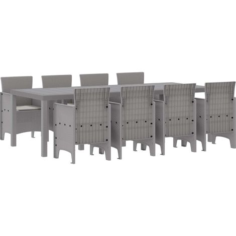 Maison Exclusive - Set da Pranzo per Giardino 9 pz Grigio chiaro Polipropilene (1/5)