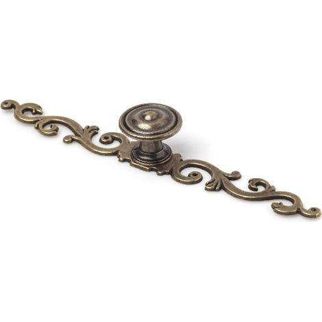 Poignée de meuble en zamak finition bronzée – Dimensions 30x177x26mm – Pour bois dur – Style classique – REI (1/5)