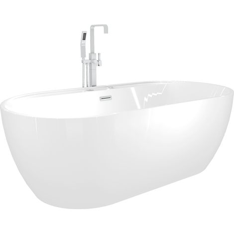 freistehende Badewanne Wanne F29 180x90cm Whirlpool Luft & Wasser mit Armatur AF05