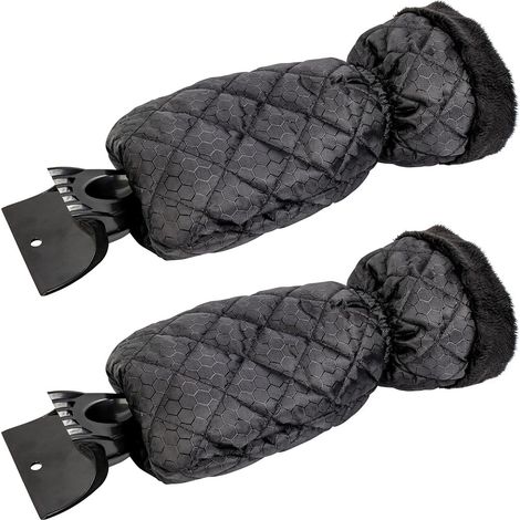 Beauvie-Lot de 2 grattoirs à glace pour voiture avec gant - Grattoir à vitre - Grattoir à neige - Accessoires auto - Design ergonomique - Très froid - Rouge (1/5)