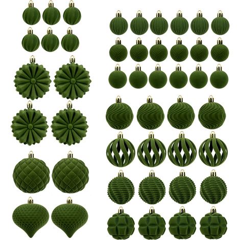 Bolas de terciopelo colgantes, 48 piezas, decoración - Verde militar