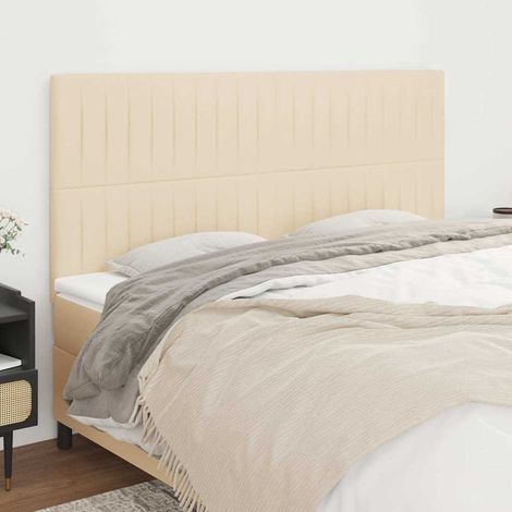 Tête de lit 160 x 5 x 118/128 cm réglable en hauteur, tissu crème avec pieds en bois - PANGIVO (1/5)