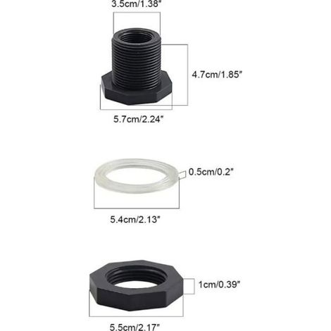 Connecteur réservoir d'eau en PVC - OKZ® - Robinet baril de pluie - 3/4 pouce - Raccord de cloison - Adaptateur de tuyau (1/4)