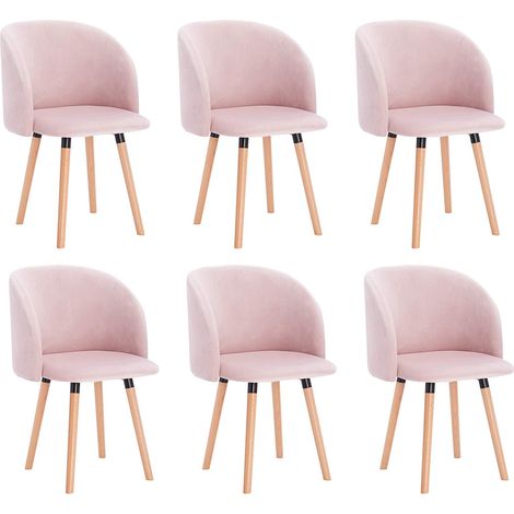 WOLTU 6 X Chaises de salle à manger, Chaise de cuisine, Siège en velours et pieds en bois massif, Gris (1/4)