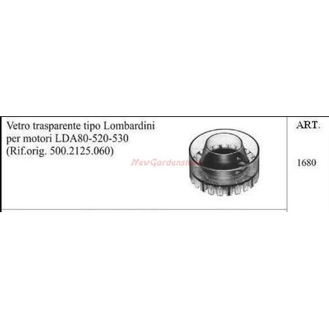 Vetro trasparente LOMBARDINI per motocoltivatore motori LDA80 520 530 1680