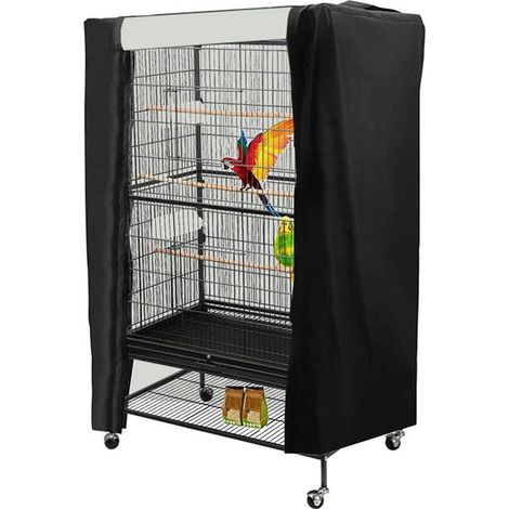Abdeckung für Papageienkäfig – Vogelkäfigabdeckung und Staubschutzhülle – 210D – 80 x 54 x 120 cm – Universal – Verdunkelnd – Wasserdicht – Schwarz (1/5)