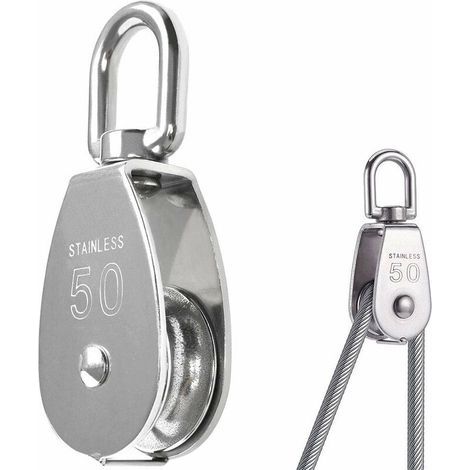 Puleggia girevole a ruota singola in acciaio inox 304 M50, portata 400 kg - Argento (1/5)