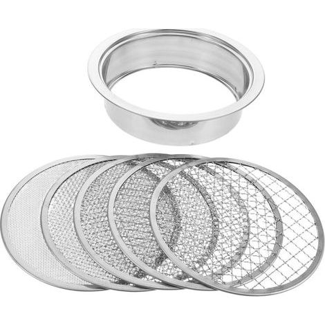 Tamis de Jardin en Acier Inoxydable – 1 Ensemble avec Inserts de Maille Interchangeables – Pour Terreau, Sol, Plantes Intérieur/Extérieur – Tamisage Fin (1/5)