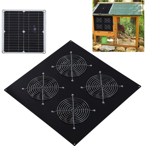Kit panneau solaire 18 V 12 W, ventilateur d'extraction solaire pour fenêtre, ventilateur pour poulailler, résistant aux intempéries, 4 ventilateurs adaptés aux poulaillers, serres, abris de jardin, g (1/5)