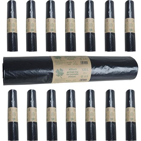 Müllsäcke Abfallsäcke Müllbeutel 120 L Standard 15 Rollen Schwarz Mülltüte (1/4)