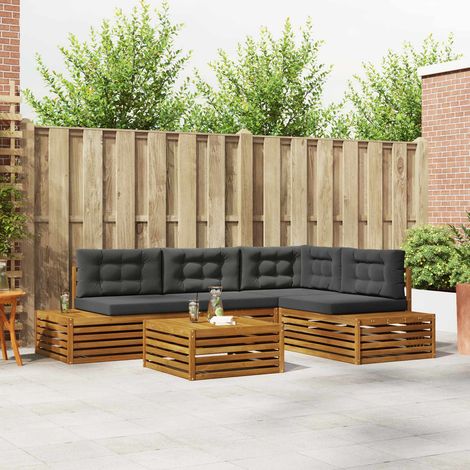 Conjunto de sofás de exterior 5 Pieza Natural y Antracita