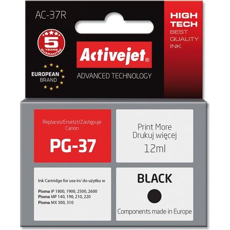 Cartouche d'encre Activejet AC-37R (remplace Canon PG-37 Premium 12 ml noire) (1/2)