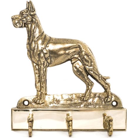 Alano I - portachiavi con cane, supporto in ottone per accessori per cani, elegante decorazione per il corridoio di Art-Dog (1/5)