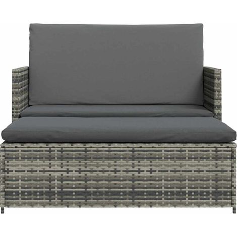 Salon de jardin 2 pcs Contemporain, Ensemble repas de jardin, avec coussins Résine tressée Gris OIB4327E (1/5)