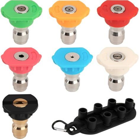 Buse Turbo pour Nettoyeur Haute Pression, 7 Pièces Embouts de Buse de Pulvérisation pour Laveuse à Pression, Connexion Rapide 1/4", 4000 PSI, pour le Nettoyage de Voiture et le Jardinage (1/5)