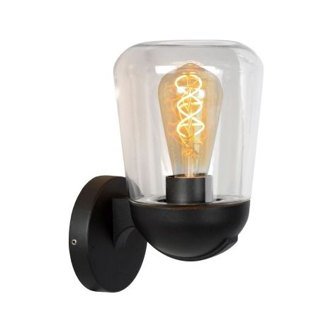 Applique extérieure noire verre E27 40W Tulsa Lucide