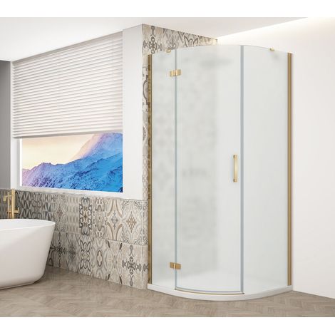 Paroi de douche quadrant TRINITY GOLD MATT 900x900mm, verre mat, gauche (1/4)