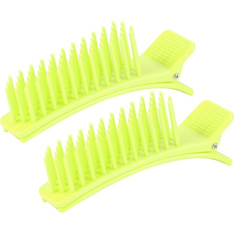 Lot de 2 Pinces à Cheveux Fluorescentes Vert Néon, Clips de Coiffage pour Coiffeur, Séparation et Maintien des Mèches, Accessoires de Barbier (1/5)