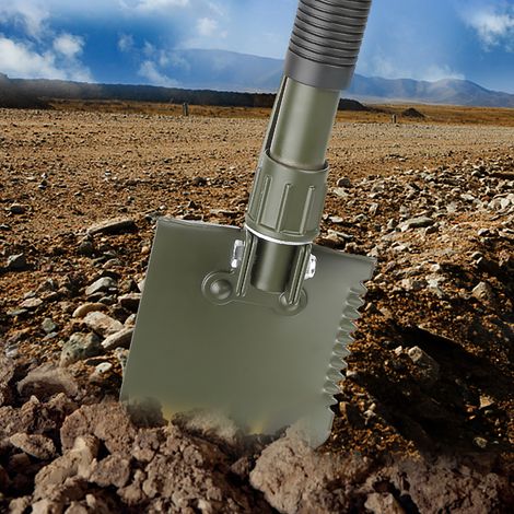 Pelle pliante multifonctionnelle de survie pour le camping et la randonnée (vert armée) (1/5)