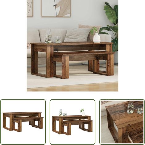 Wohnzimmermöbel - Kaffeetisch Set 2 pcs Altholz Holzwerkstoff (1/5)