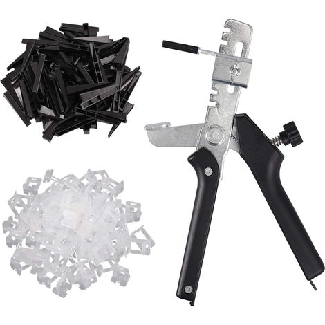Kit de Système de Nivellement de Carrelage avec 1 Pince+100 Cales Réutilisable+100 Clips 1.5MM Kit Nivellement Carrelage pour 416mm Épaisseur de Tuile Construction de Mur/Sol en Céramique (1/5)