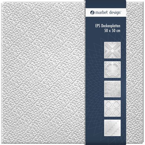 Marbet Design dalles plafond polystyrène EPS blanc 30 décors différents 50x50cm paquet économique: 10 m² / 40 plaques, Grys