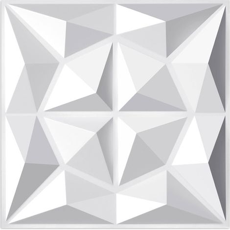 Pannello murale 3D da dipingere - confezione da 3 m² - lotto da 12 pezzi - 0,5x0,5 m - Bianco (1/4)